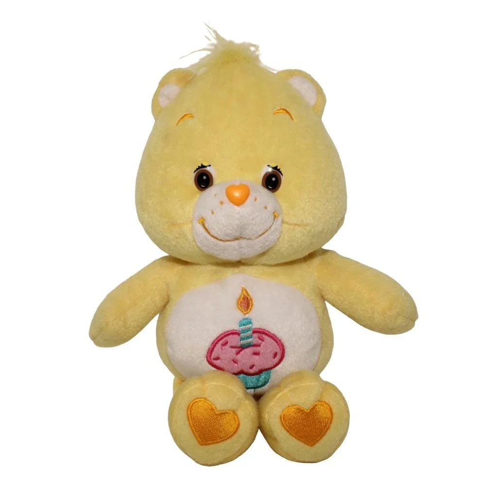 Vintage Care Bears 2003 Yellow Plush Stuffed Birthday Bear Birthday Cupcake 10" - Picture 1 of 3